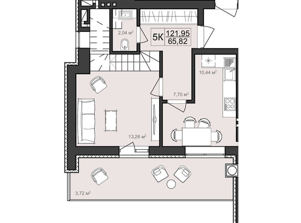 ЖК Harmony Garden: планування 5-кімнатної квартири 121.95 м²