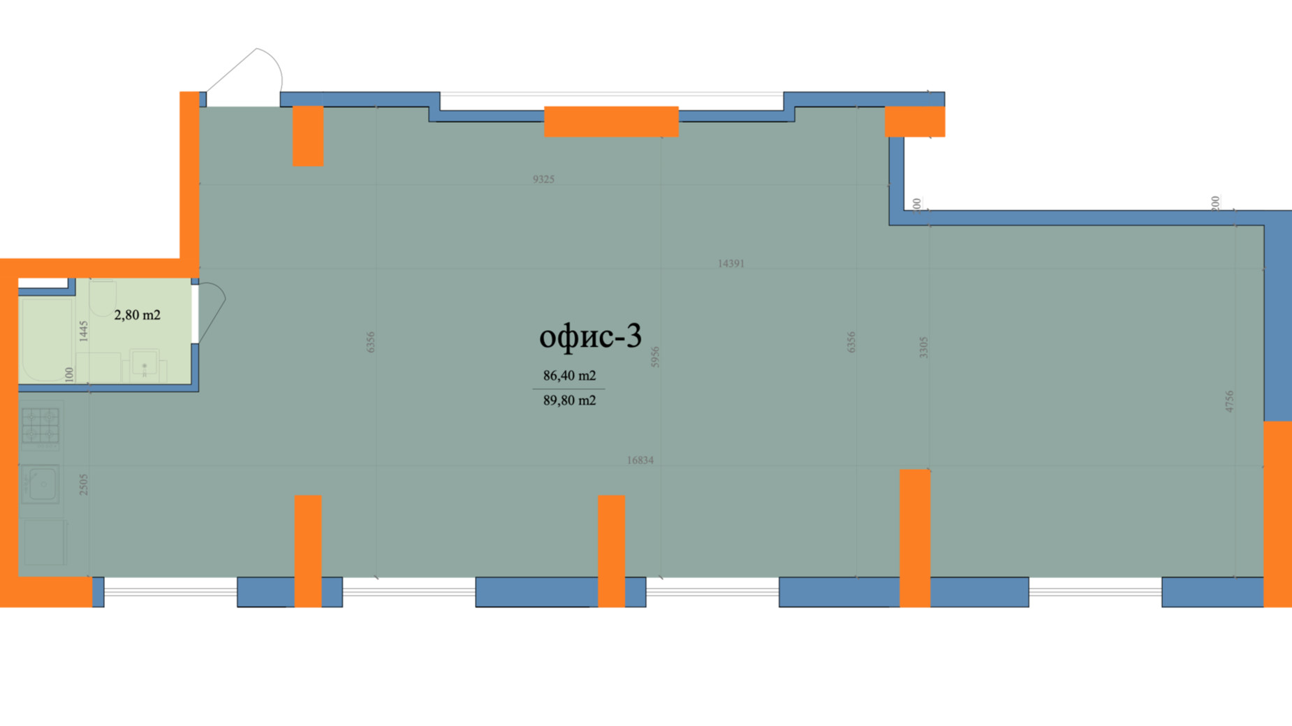 Планування приміщення в ЖК Магістр 89.8 м², фото 320614