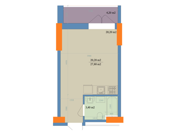 ЖК Магістр: планування приміщення 27.8 м²
