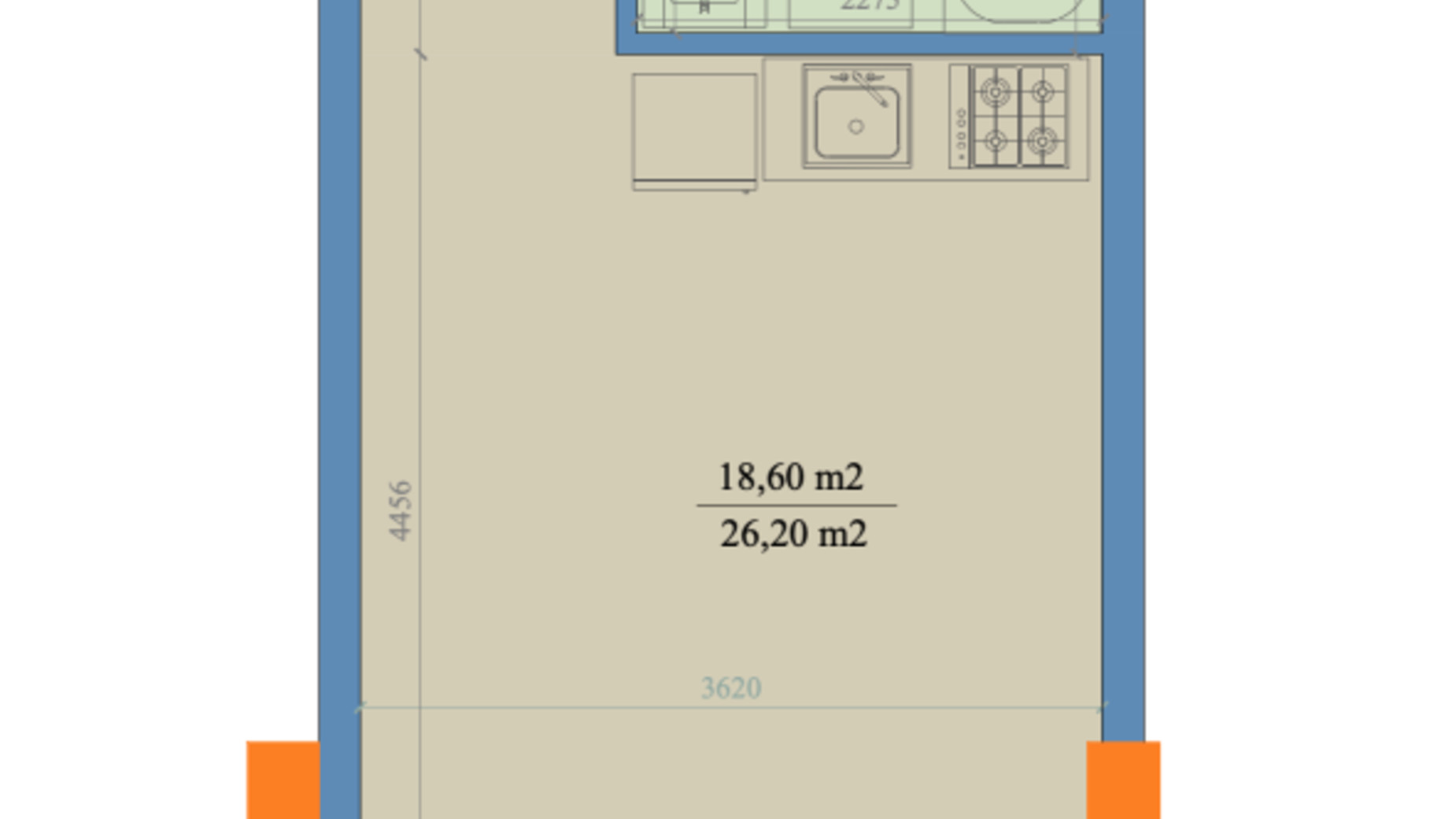 Планування приміщення в ЖК Магістр 26.2 м², фото 320628