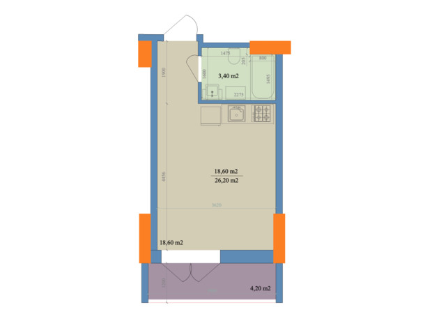 ЖК Магістр: планування приміщення 26.2 м²