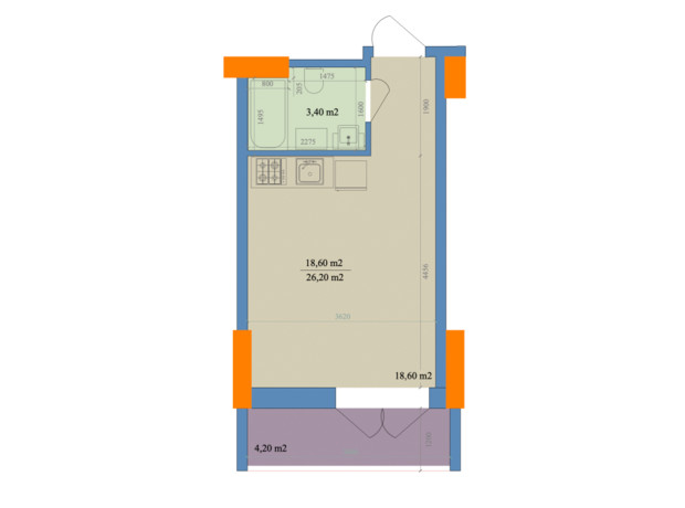 ЖК Магістр: планування приміщення 26.2 м²