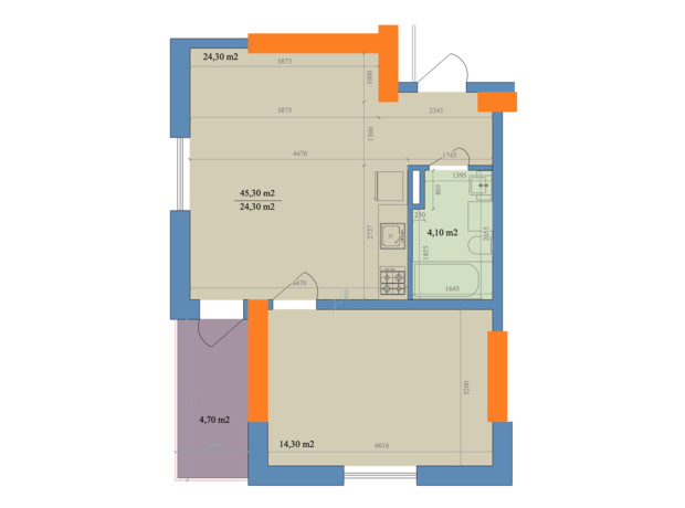 ЖК Магистр: планировка помощения 45.3 м²