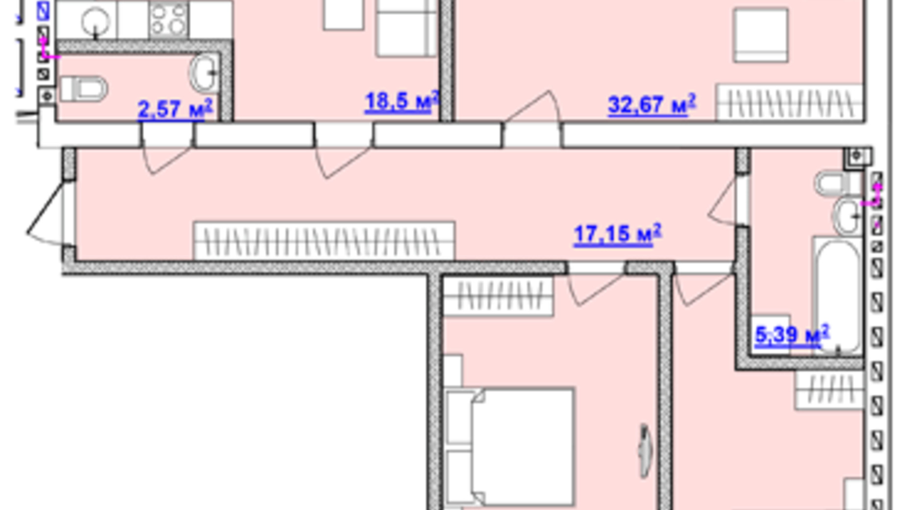 Планировка 3-комнатной квартиры в ЖК Дом на Сумской 120 м², фото 320699