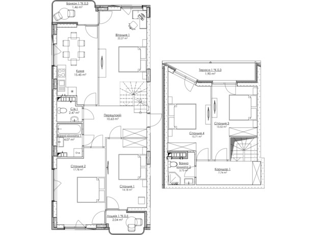 ЖК O2 Residence: планировка 5-комнатной квартиры 133.58 м²