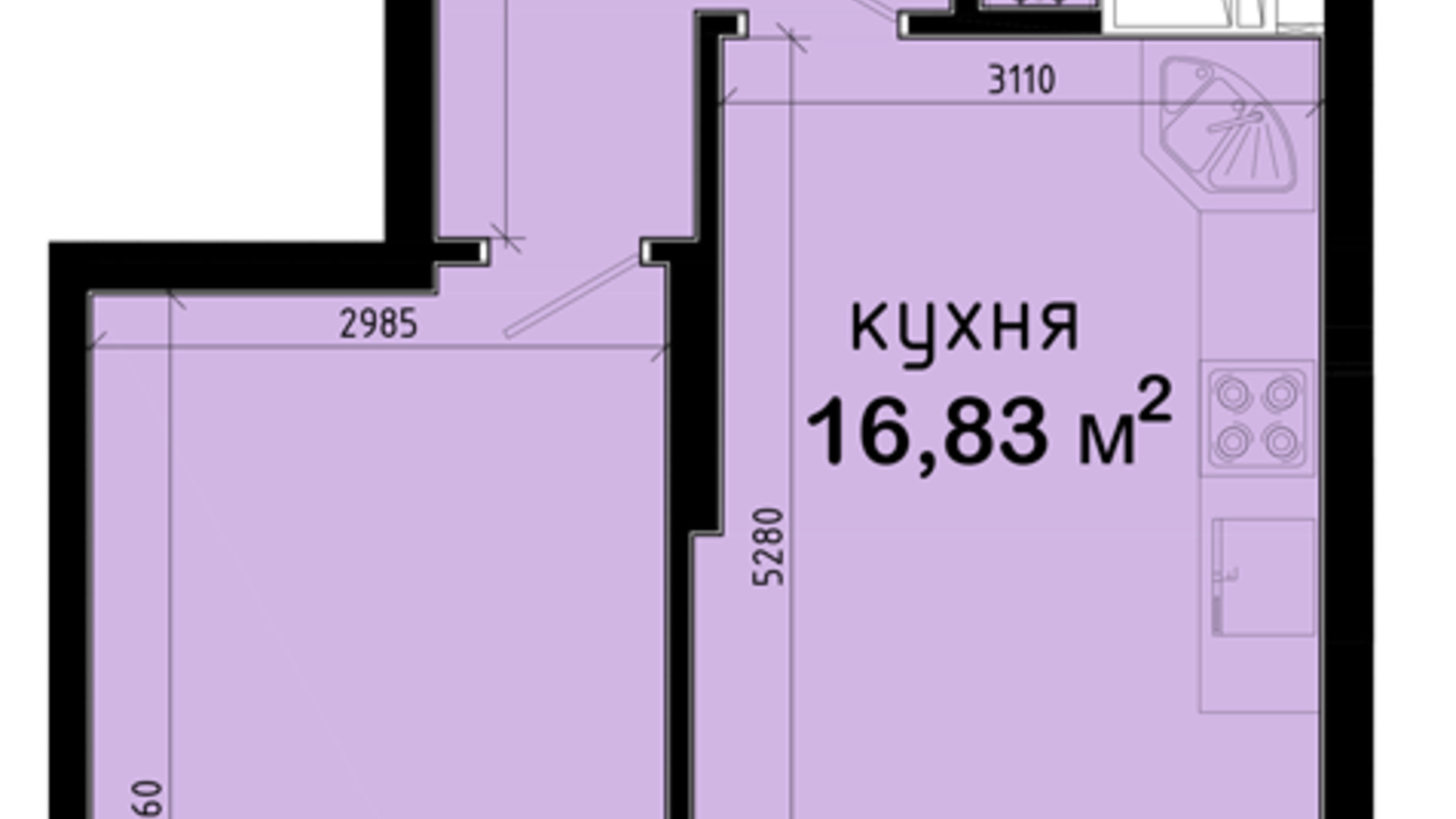 Планування 1-кімнатної квартири в ЖК Авеню 42 47.64 м², фото 320990