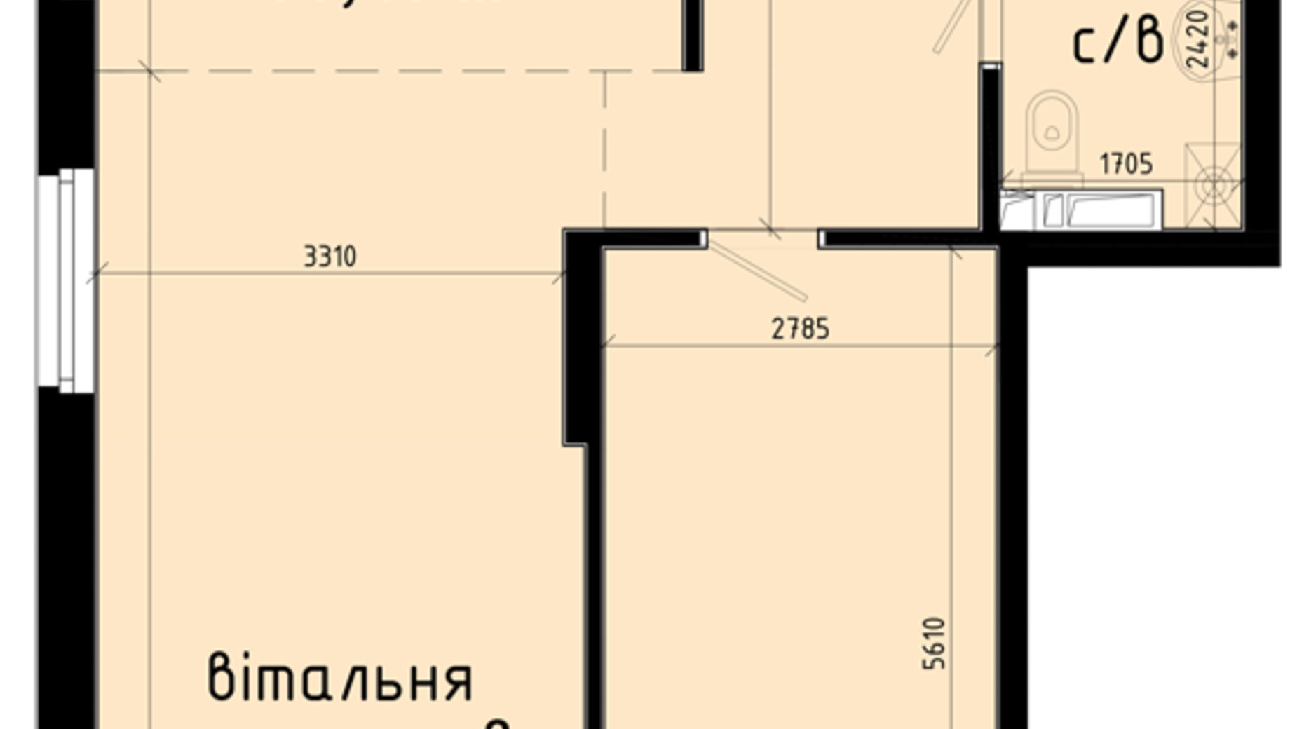 Планировка 2-комнатной квартиры в ЖК Авеню 42 61.69 м², фото 320991
