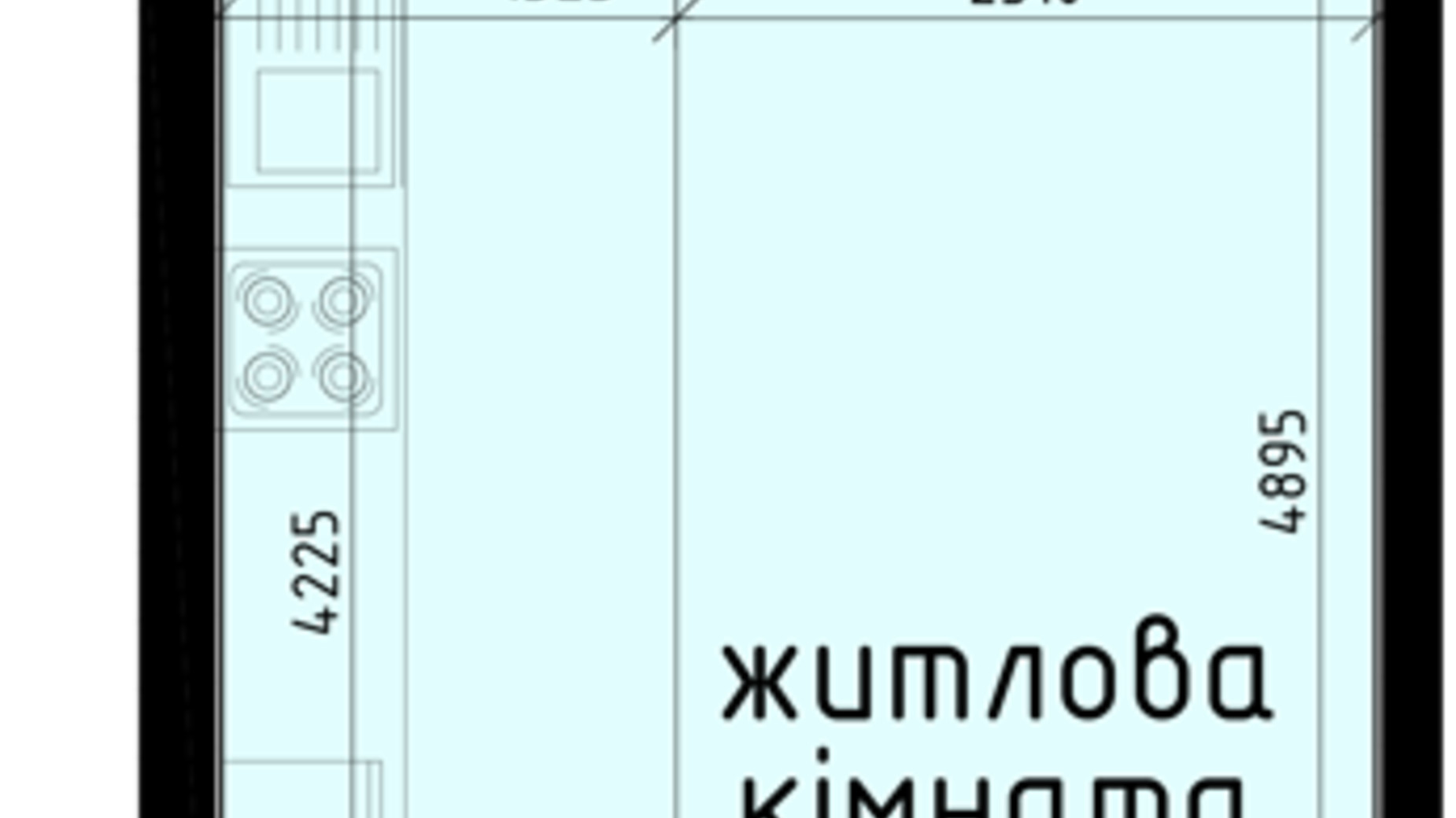 Планування квартири студії в ЖК Авеню 42 26.33 м², фото 321002