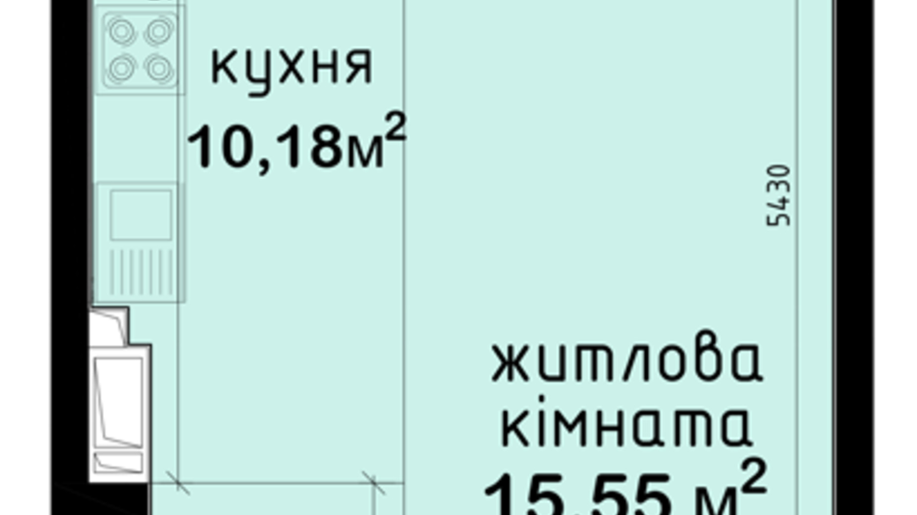 Планування квартири студії в ЖК Авеню 42 38.97 м², фото 321004