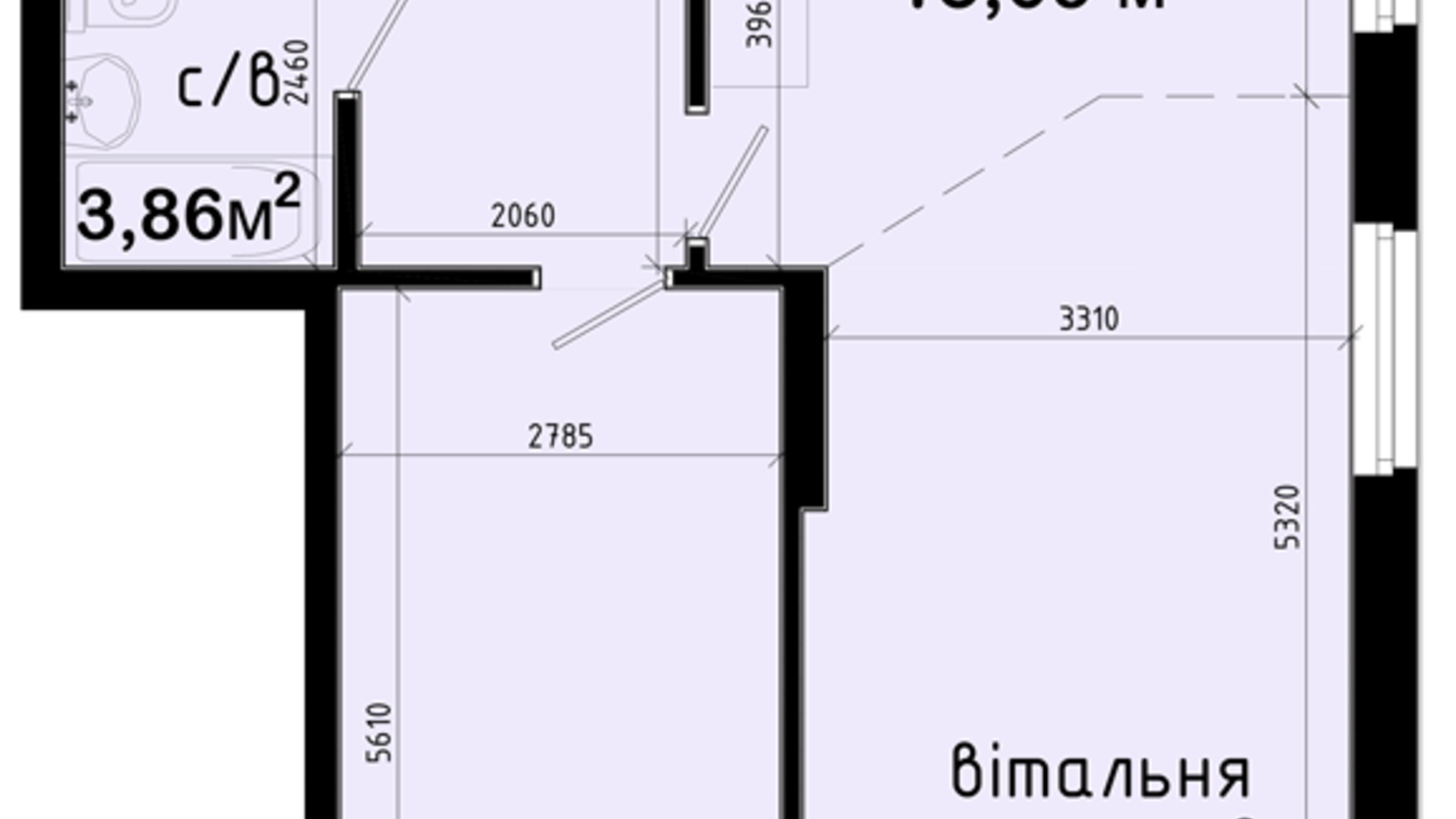 Планировка 2-комнатной квартиры в ЖК Авеню 42 61.52 м², фото 321032