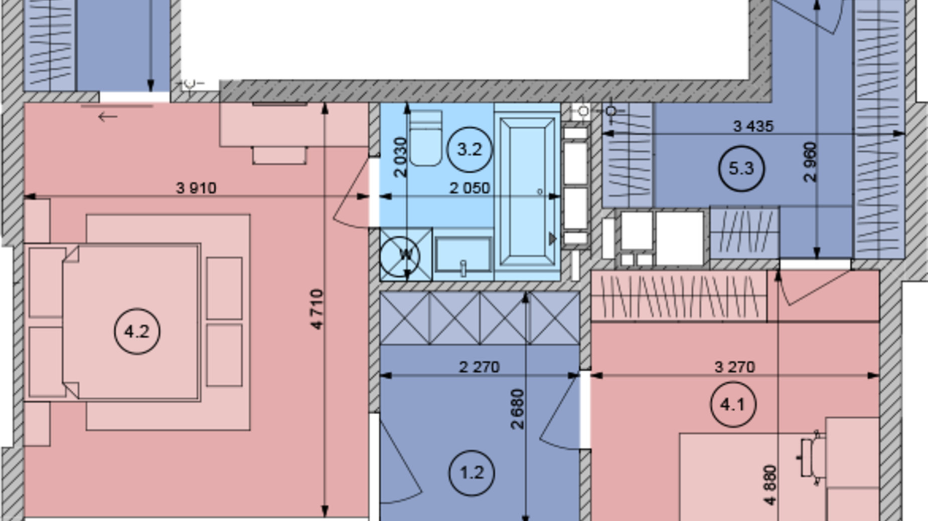 Планування багато­рівневої квартири в ЖК White Lines 113.43 м², фото 321230