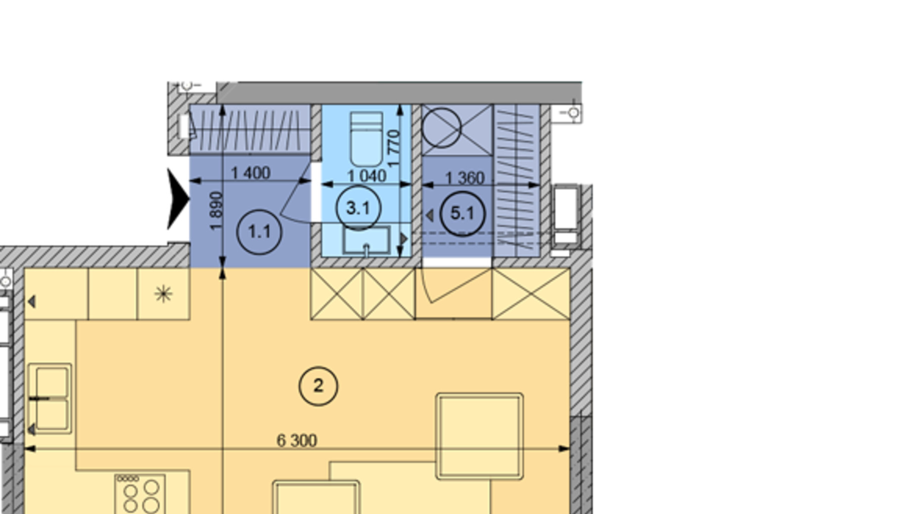 Планировка много­уровневой квартиры в ЖК White Lines 113.43 м², фото 321231