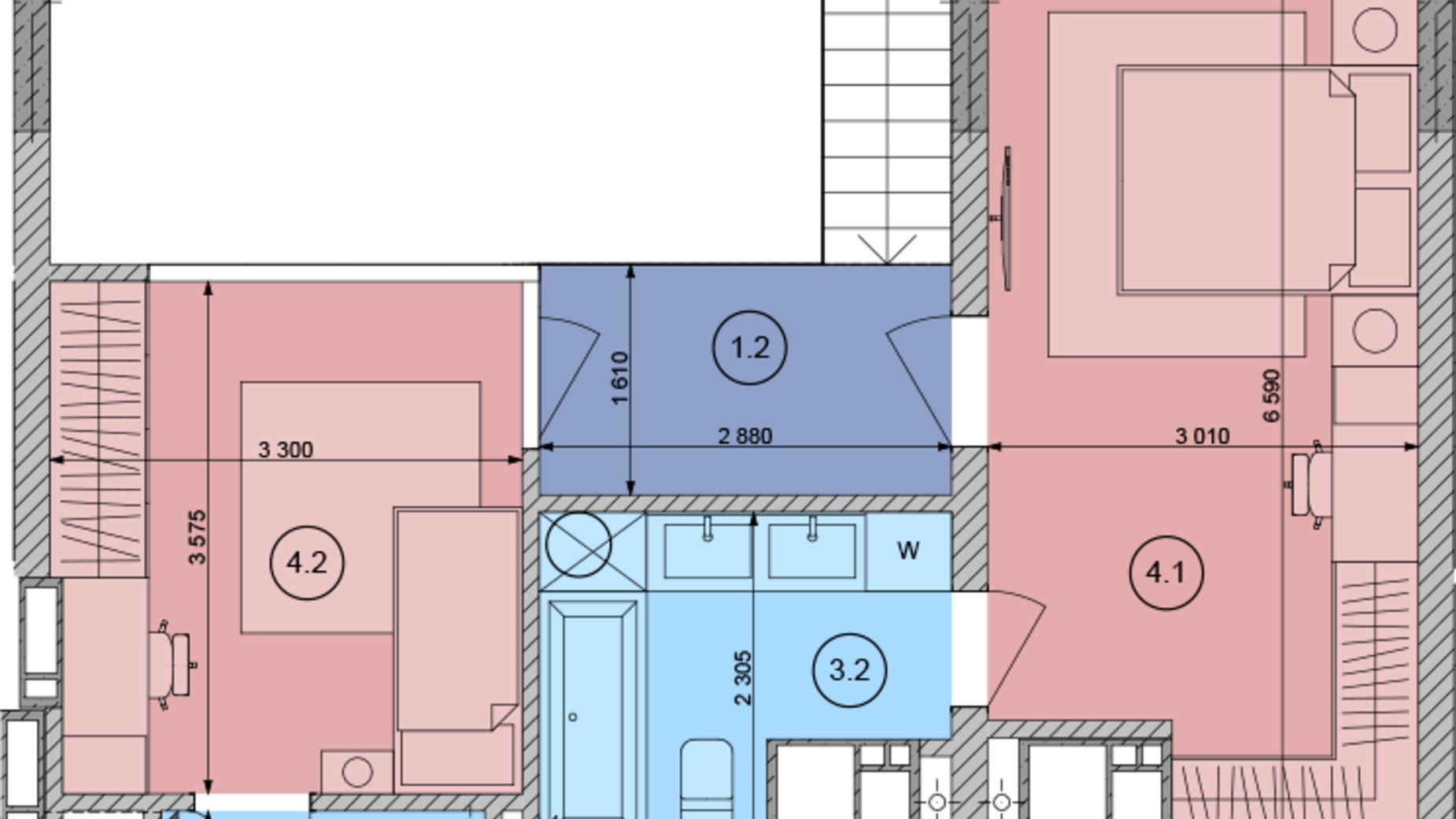 Планировка много­уровневой квартиры в ЖК White Lines 96.22 м², фото 321232