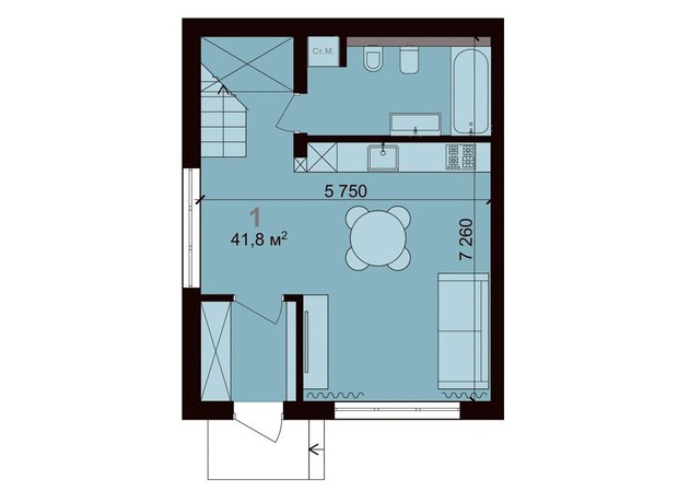 Таунхаус Living Place: планировка 2-комнатной квартиры 84.9 м²