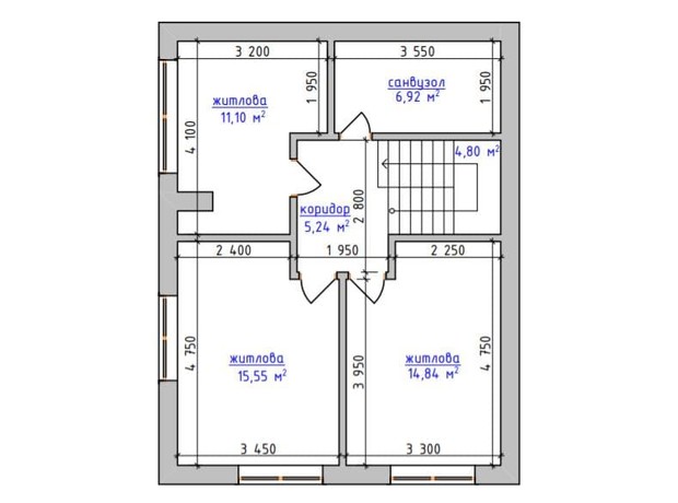 Таунхаус Комфорт+: планировка 3-комнатной квартиры 116 м²