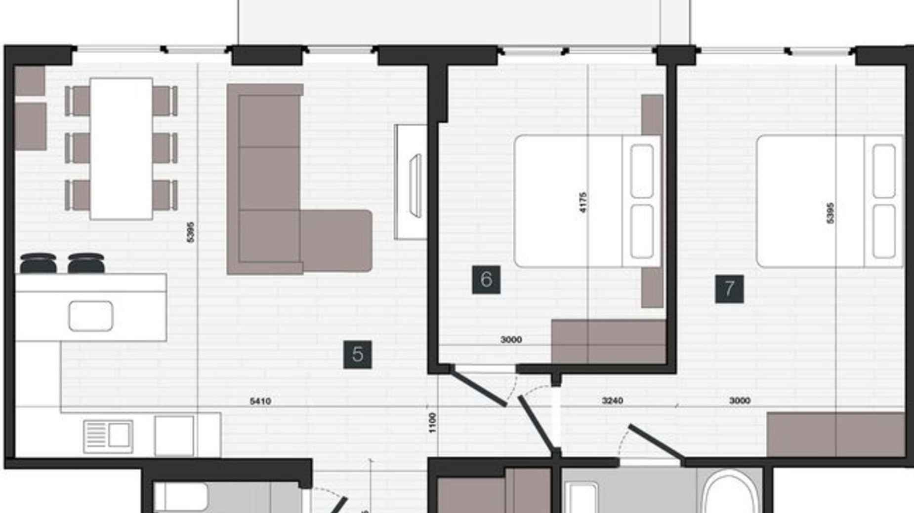 Планування 2-кімнатної квартири в ЖК Zenhouz 97.83 м², фото 321413