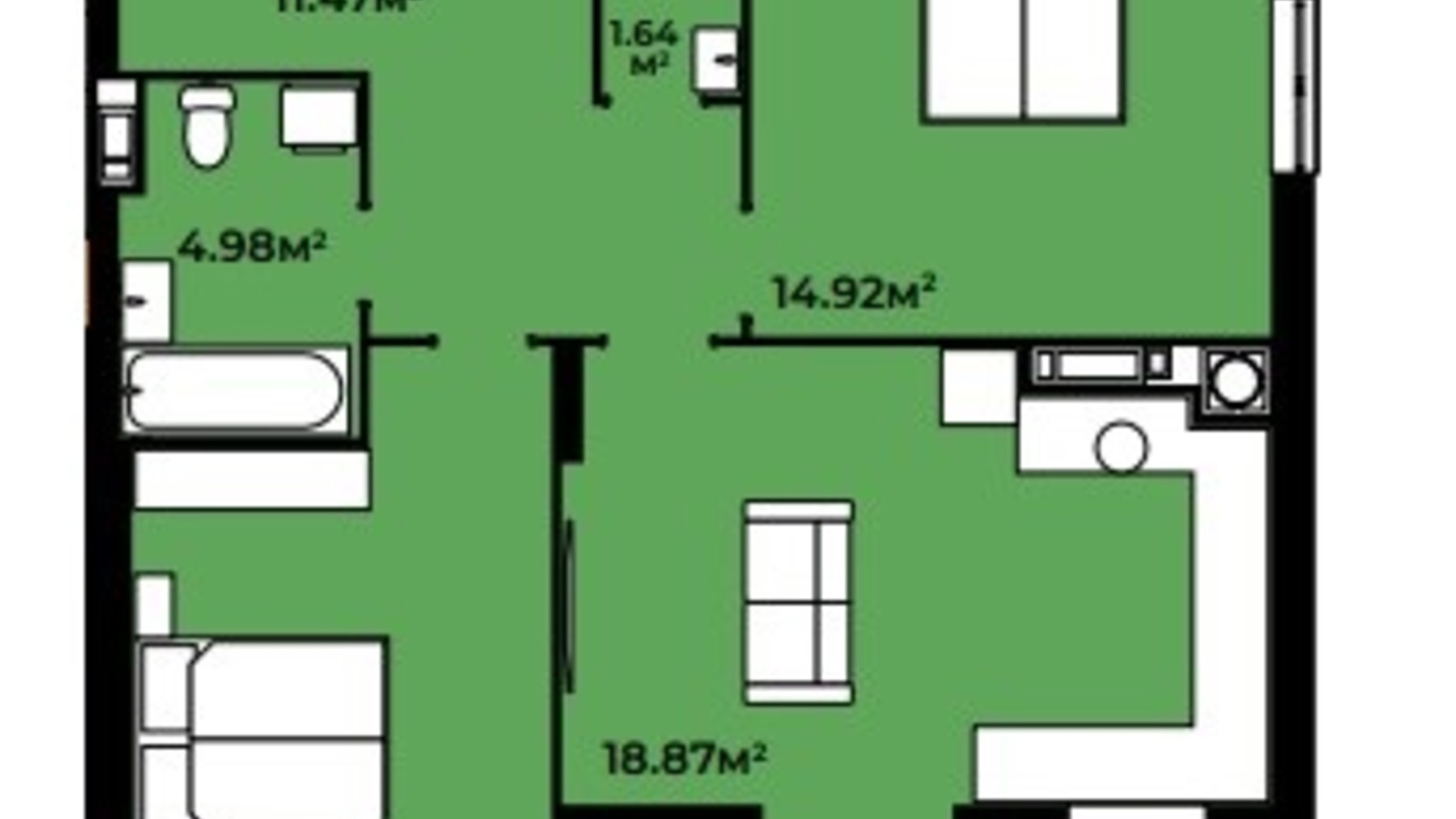 Планировка 2-комнатной квартиры в Жилой квартал Continent 73.16 м², фото 321748