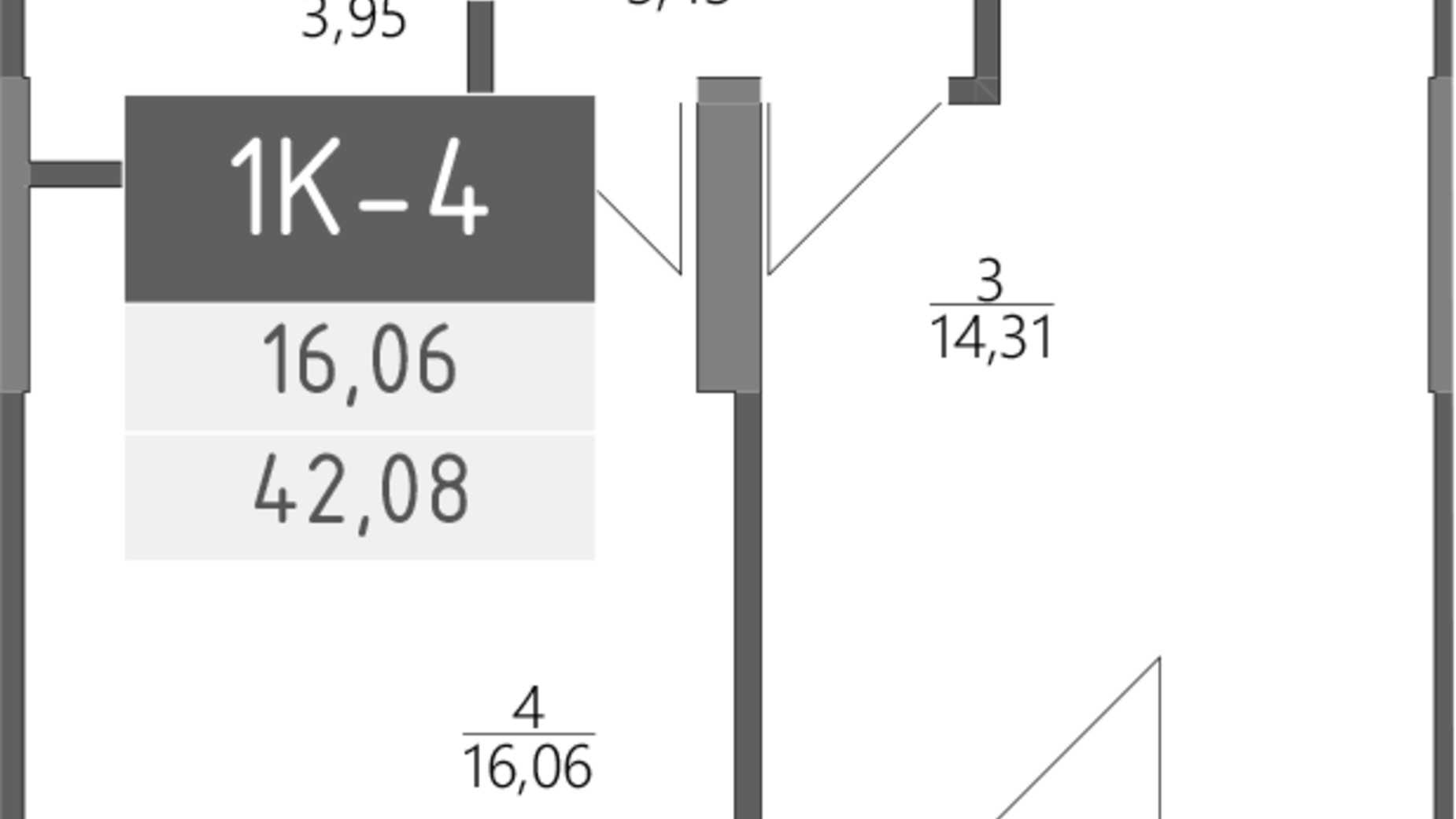 Планування 1-кімнатної квартири в ЖК Liberty Gardens 42.08 м², фото 321862