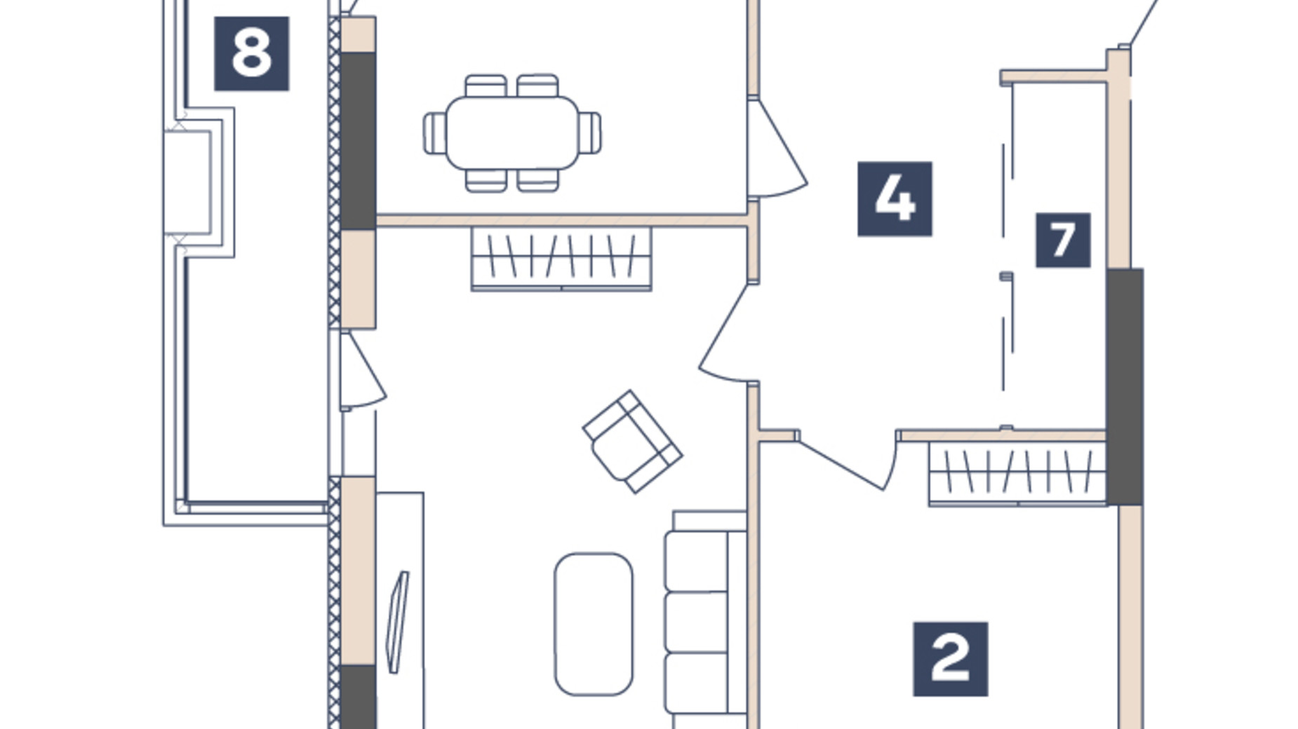 Планировка 2-комнатной квартиры в ЖК Central 71.44 м², фото 321945