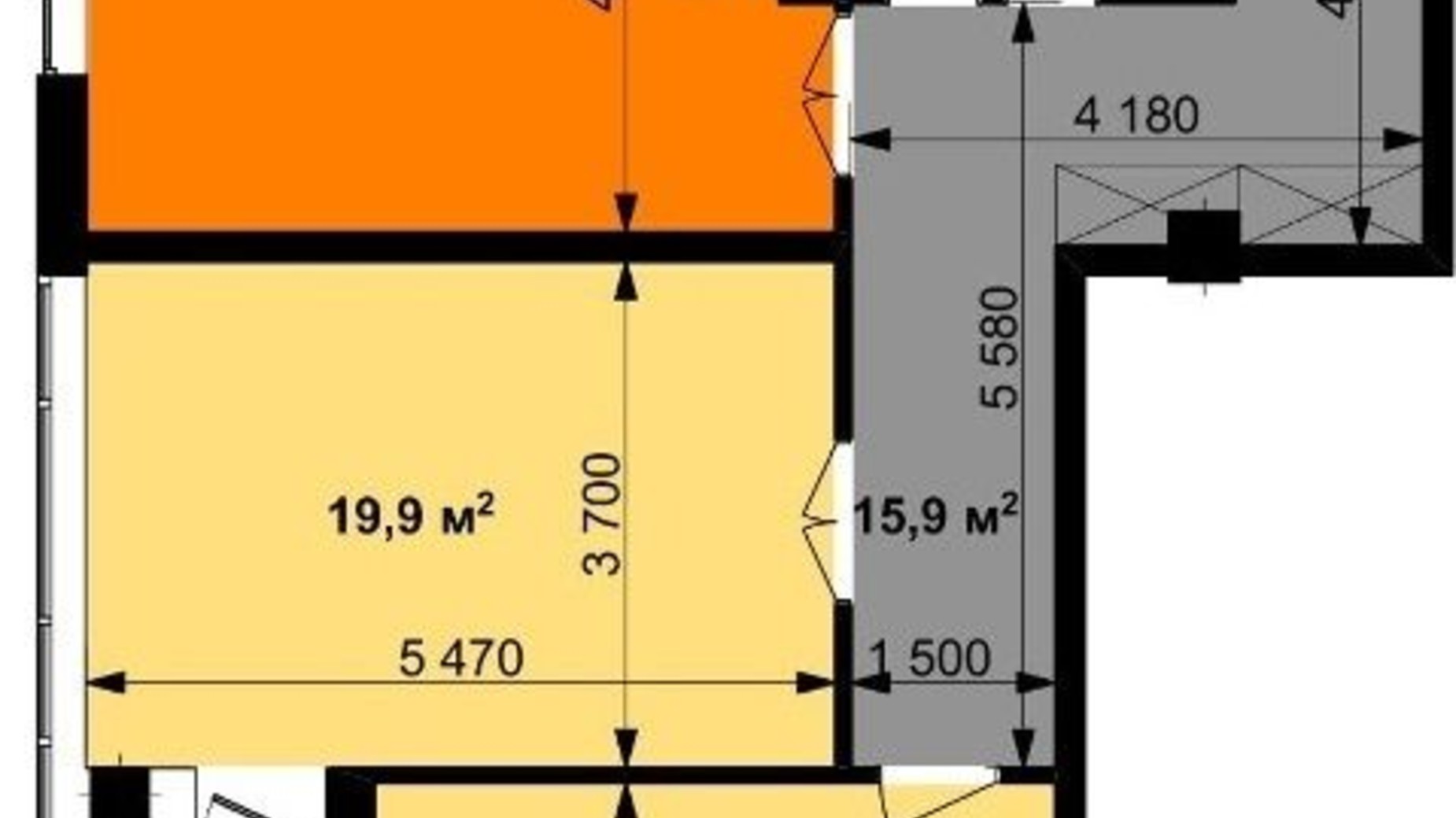 Планировка 2-комнатной квартиры в ЖК Графика 80.8 м², фото 322209