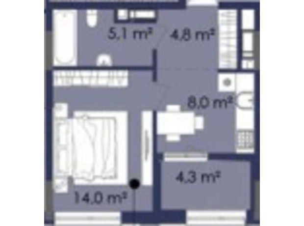 ЖК Centower: планування 1-кімнатної квартири 36.2 м²