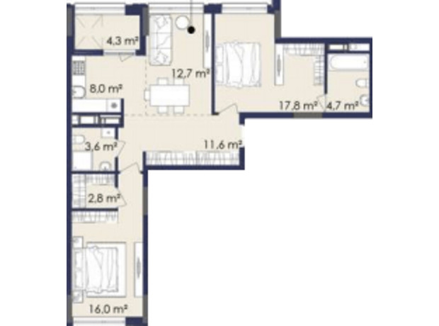 ЖК Centower: планування 3-кімнатної квартири 82 м²