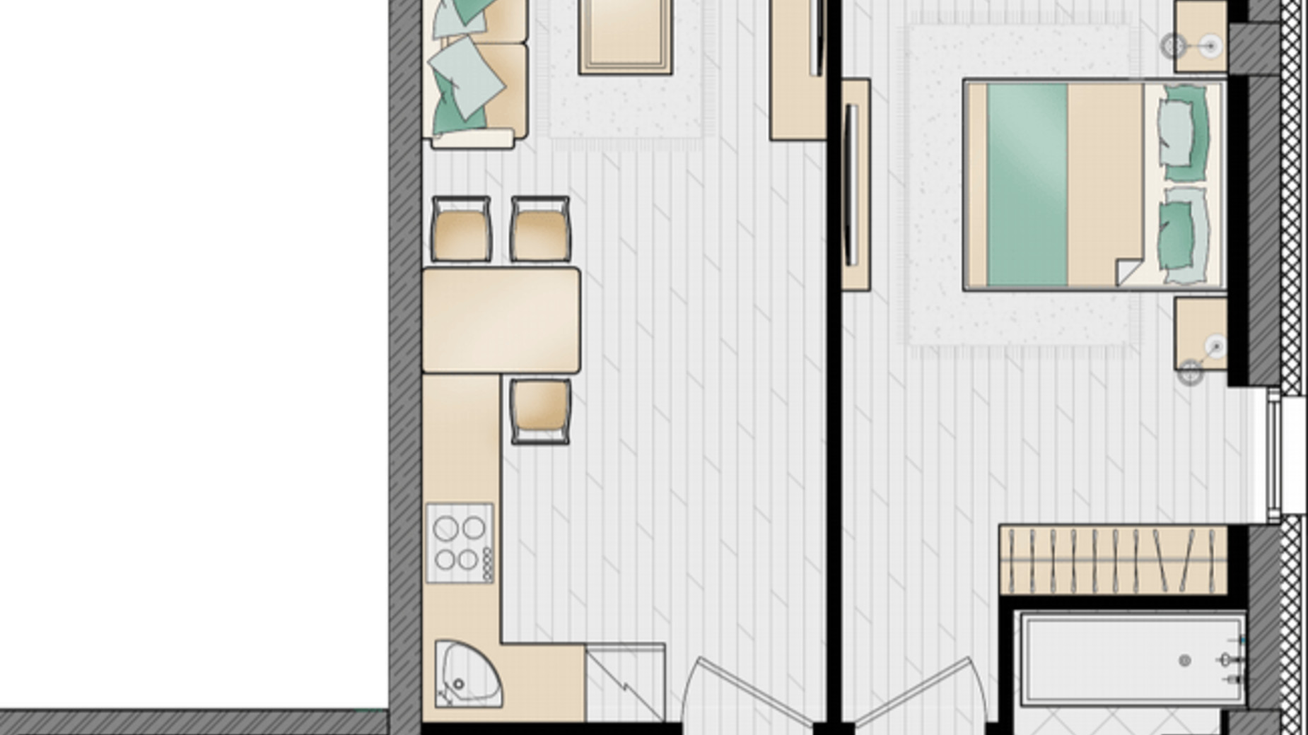 Планування 1-кімнатної квартири в ЖК Manhattan 59 м², фото 322552