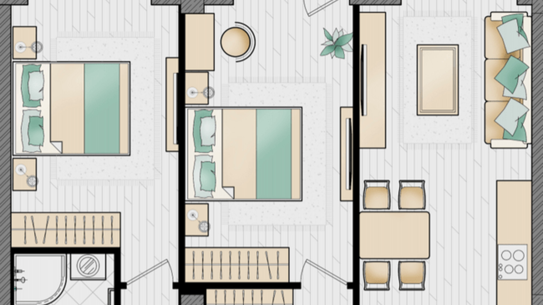 Планировка 2-комнатной квартиры в ЖК Manhattan 62 м², фото 322555