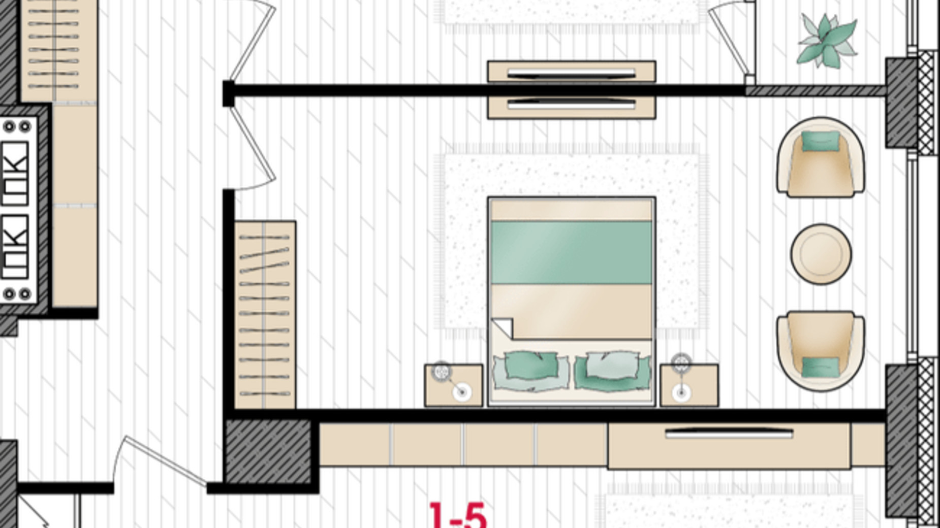 Планировка 2-комнатной квартиры в ЖК Manhattan 78 м², фото 322558