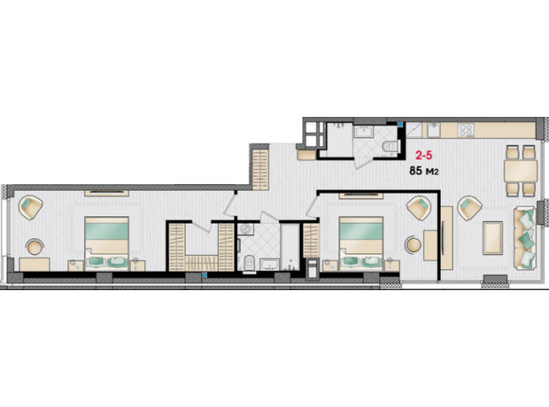ЖК Manhattan: планировка 3-комнатной квартиры 85 м²