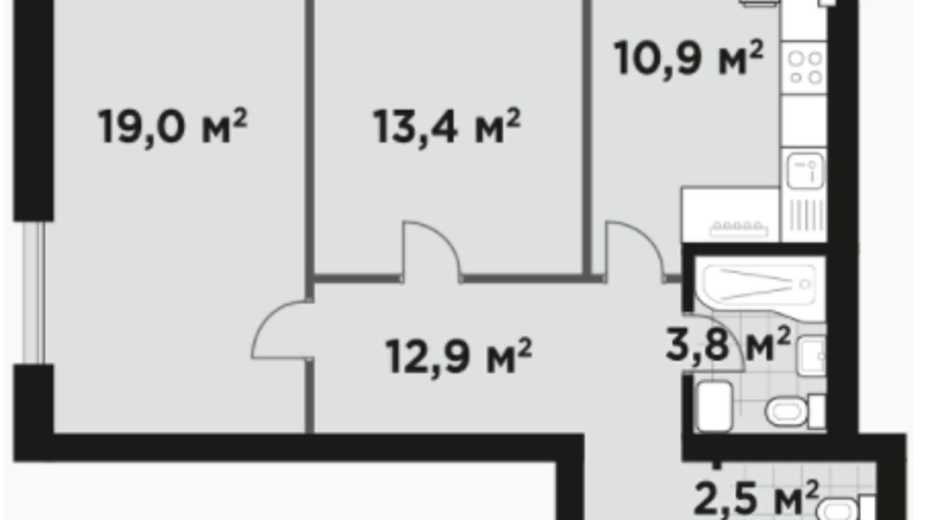 Планировка 2-комнатной квартиры в ЖК Idilika Avenue 65.4 м², фото 322653