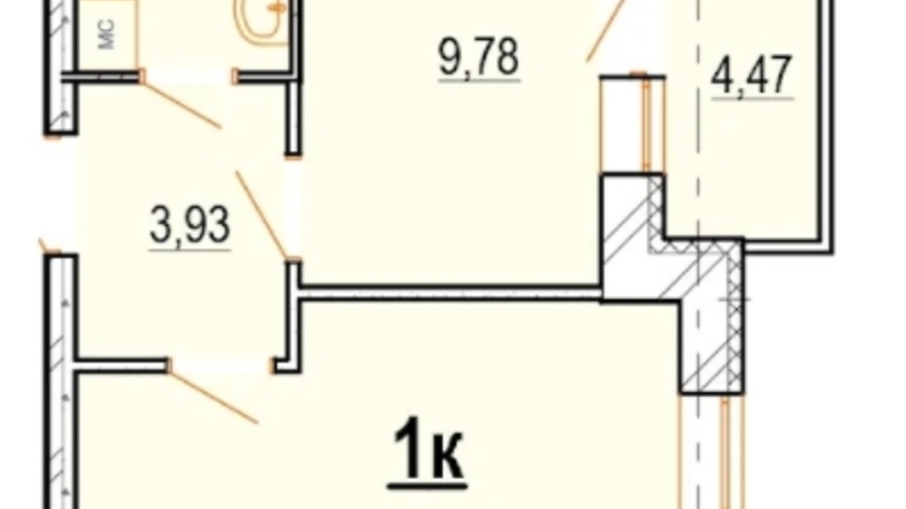 Планировка 1-комнатной квартиры в ЖК Manhattan 40.77 м², фото 323046