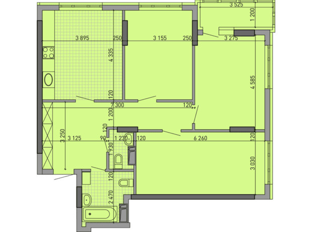 ЖК Паркове місто: планування 3-кімнатної квартири 92.06 м²