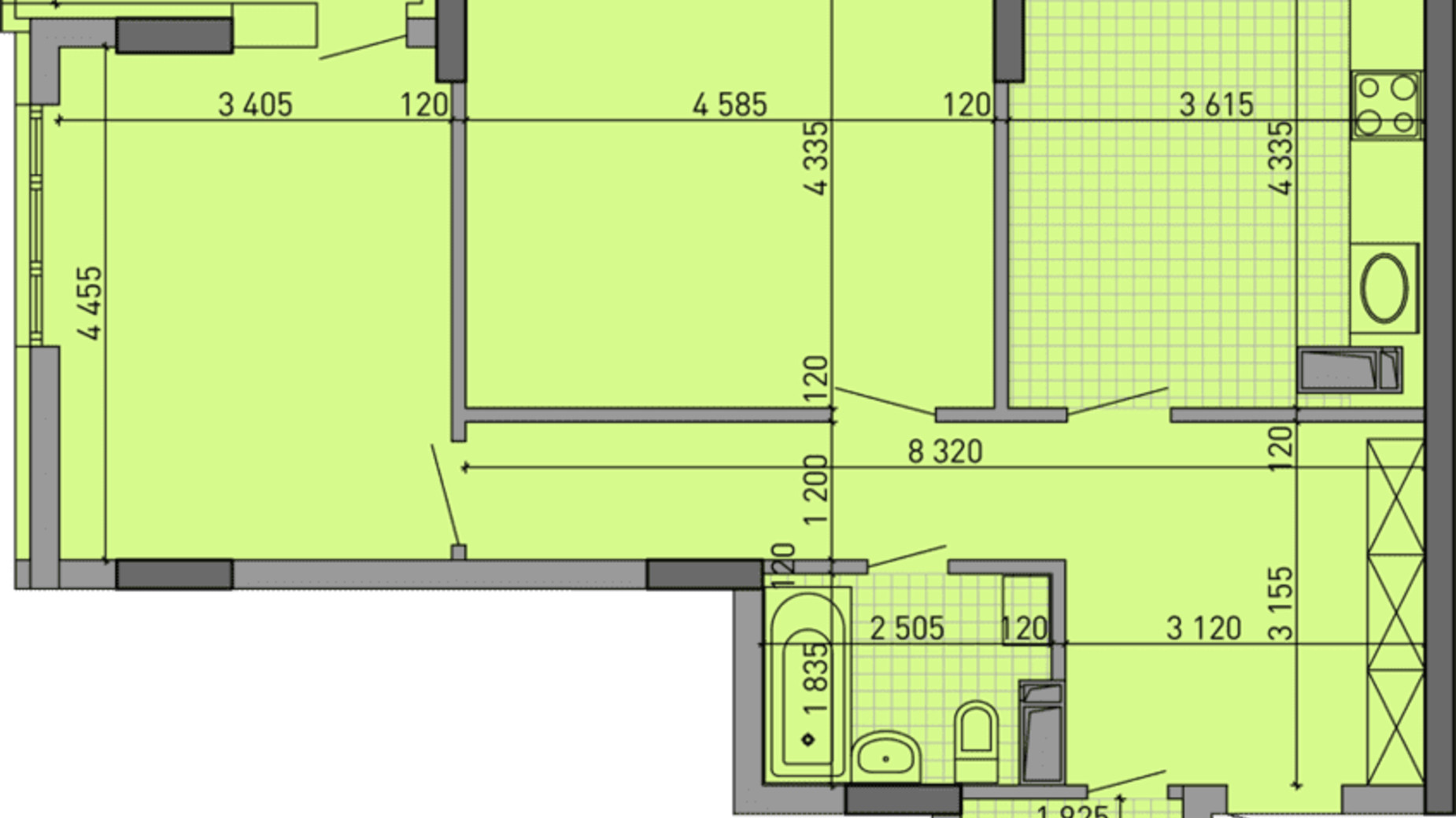 Планировка 2-комнатной квартиры в ЖК Парковый Город 76.38 м², фото 323304