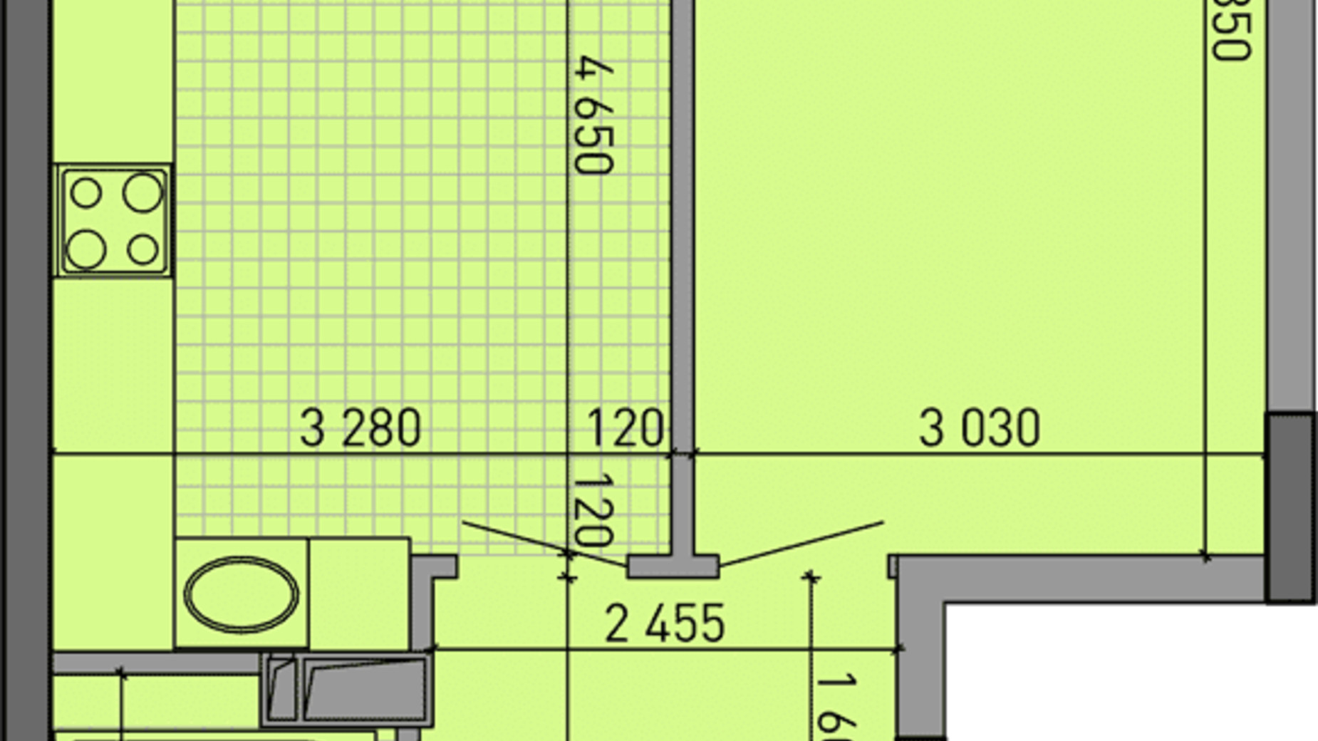 Планування 1-кімнатної квартири в ЖК Паркове місто 48.96 м², фото 323307