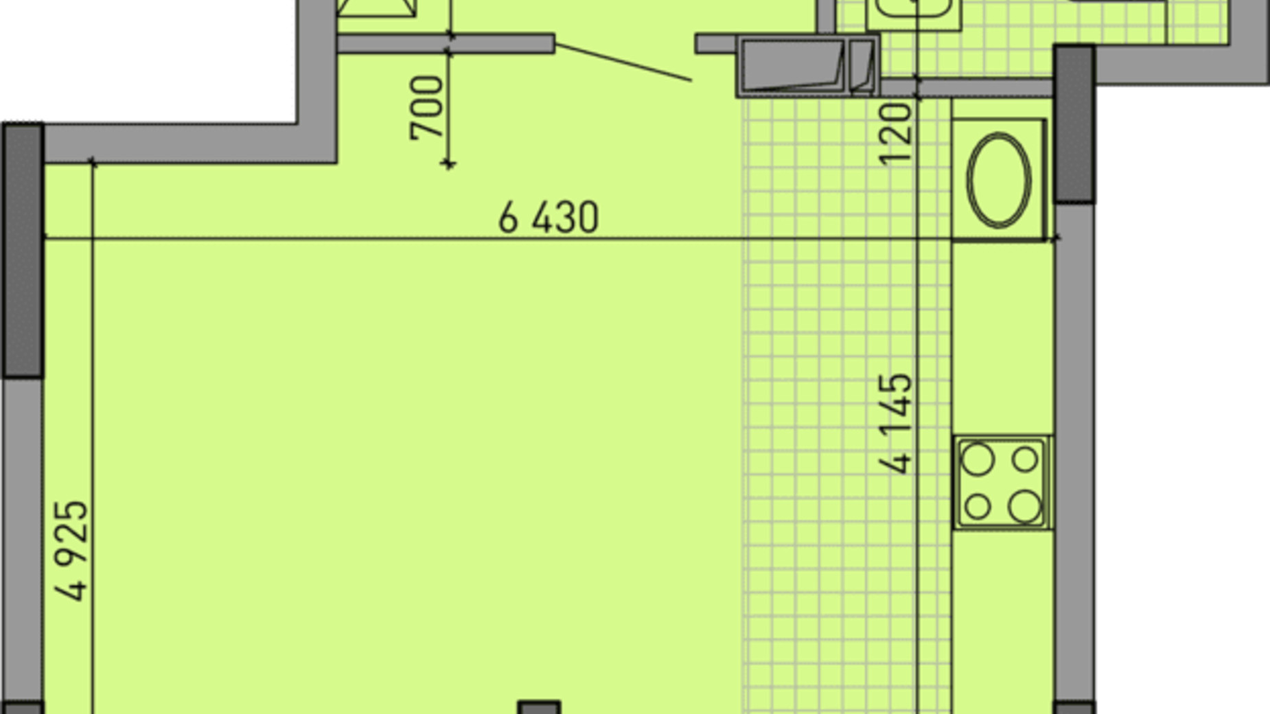 Планування 1-кімнатної квартири в ЖК Паркове місто 43.1 м², фото 323313