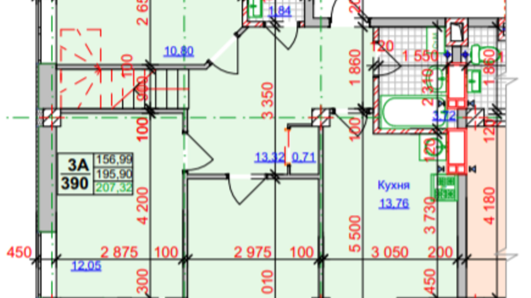 Планування багато­рівневої квартири в ЖК Спортивний 207.32 м², фото 323327