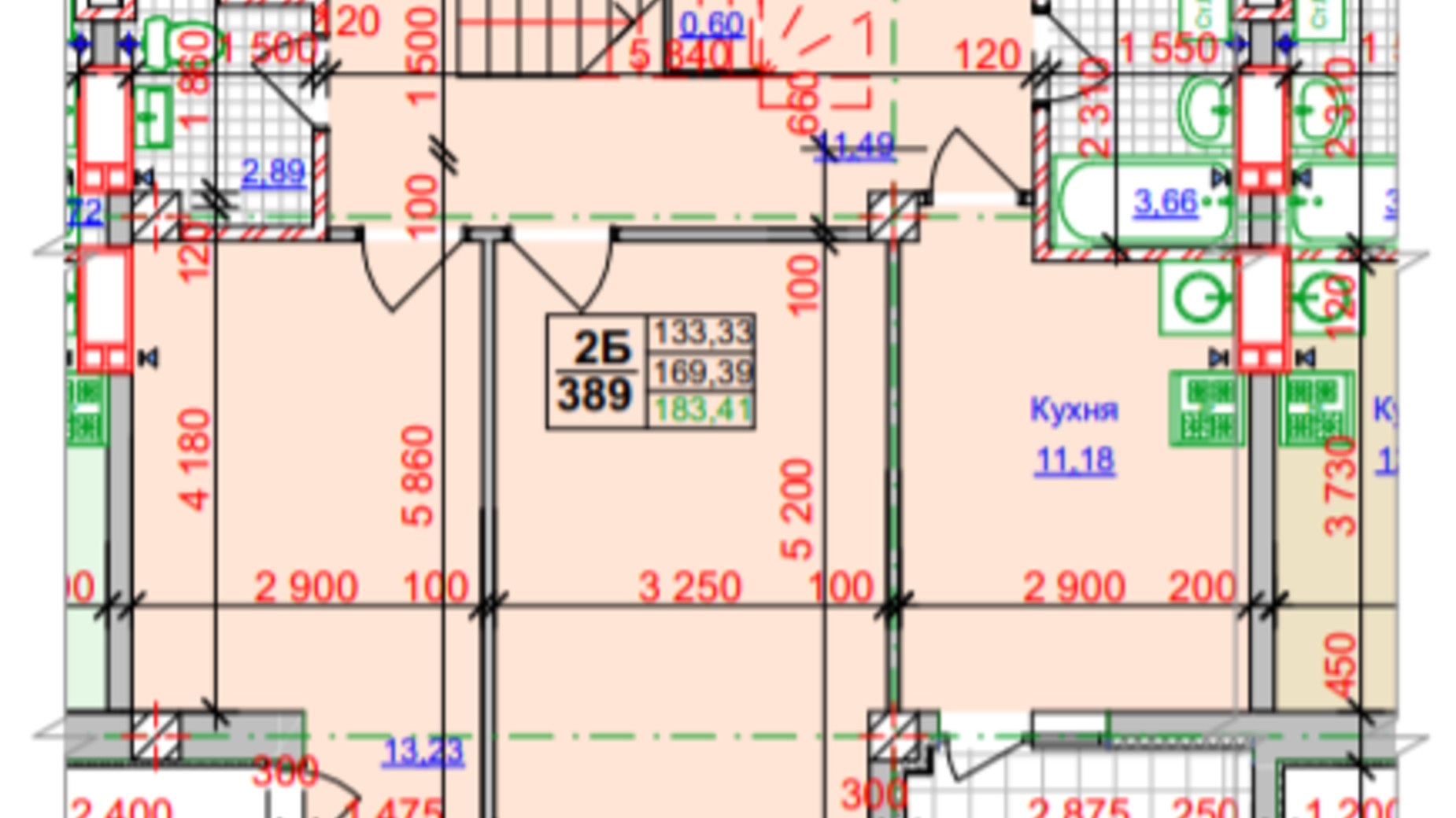 Планування багато­рівневої квартири в ЖК Спортивний 183.41 м², фото 323333