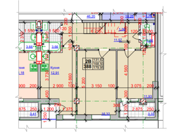 ЖК Спортивный: планировка 2-комнатной квартиры 179.95 м²