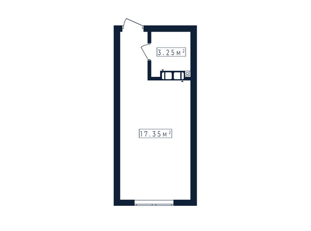 ЖК Everton: планування 1-кімнатної квартири 20.6 м²