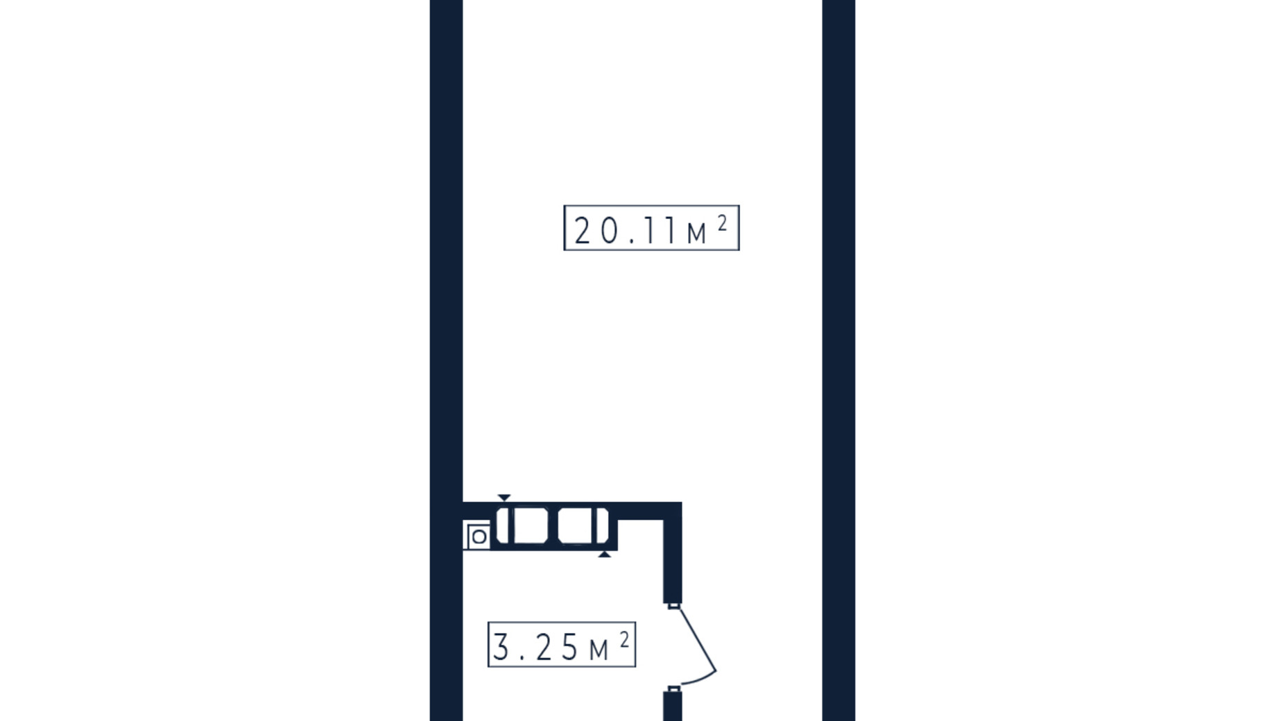 Планировка квартиры студии в ЖК Everton 23.36 м², фото 323357