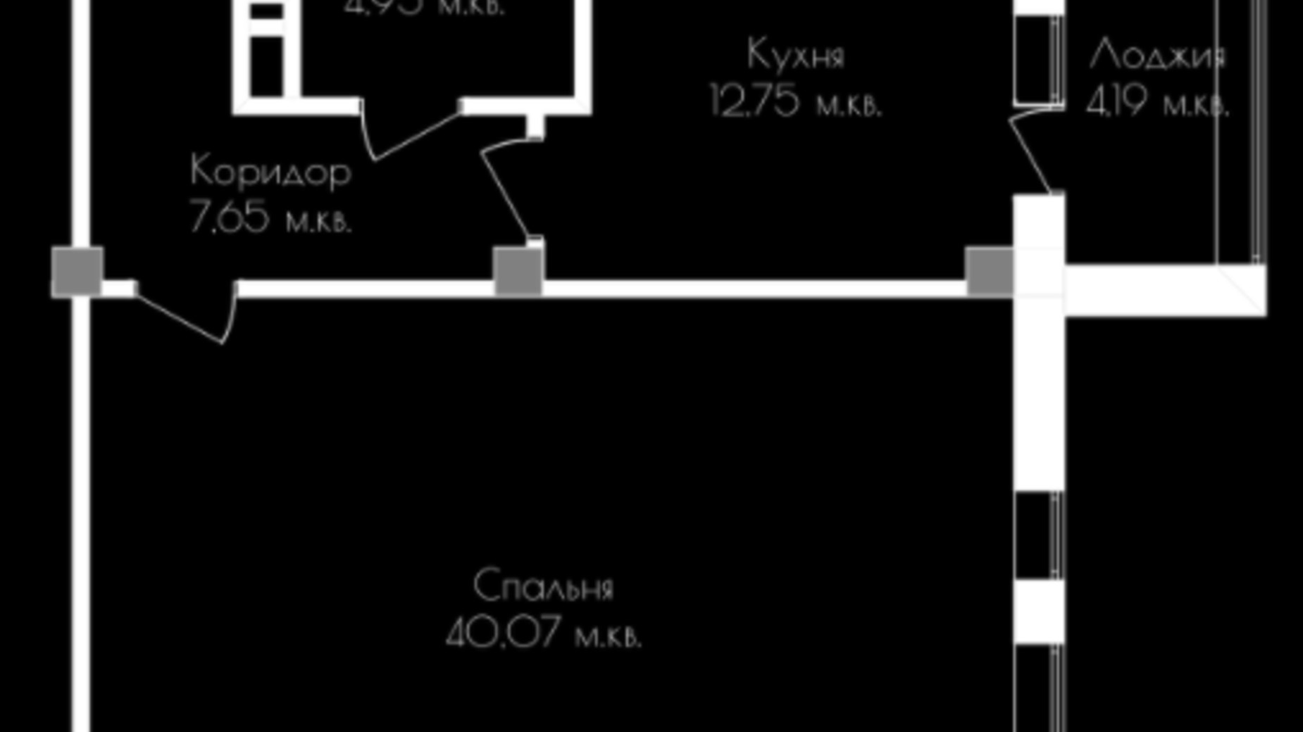 Планировка 2-комнатной квартиры в ЖК Континенталь на Валентиновской 76.56 м², фото 323403