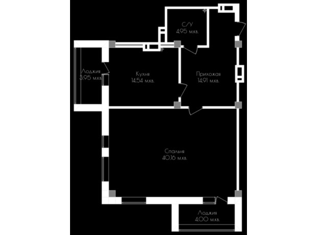 ЖК Континенталь на Валентиновской: планировка 2-комнатной квартиры 82.59 м²