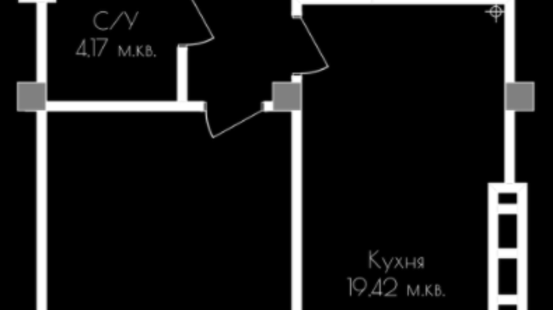 Планування 1-кімнатної квартири в ЖК Континенталь на Валентинівській 65.4 м², фото 323405