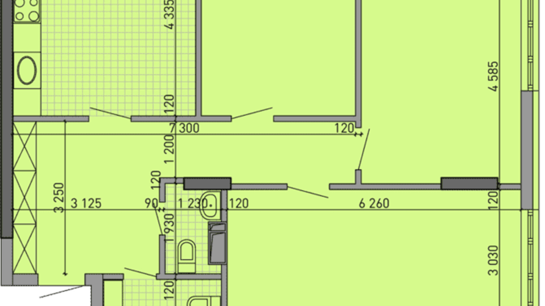 Планування 3-кімнатної квартири в ЖК Паркове місто 92.01 м², фото 323933