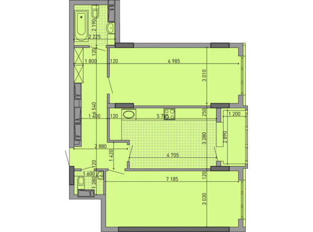 ЖК Паркове місто: планування 2-кімнатної квартири 82.16 м²