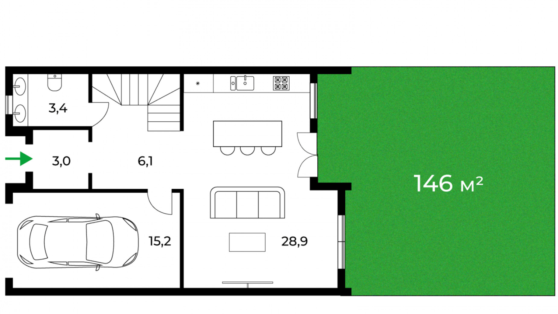 Планировка таунхауса в Таунхаус Sherwood 122 м², фото 324118