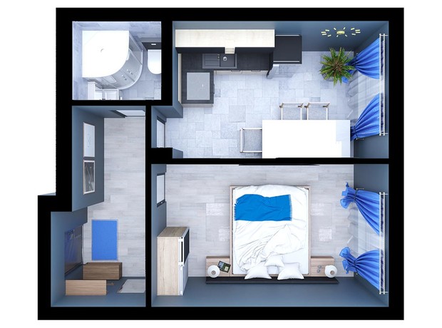ЖК Scandia: планировка 1-комнатной квартиры 32.11 м²