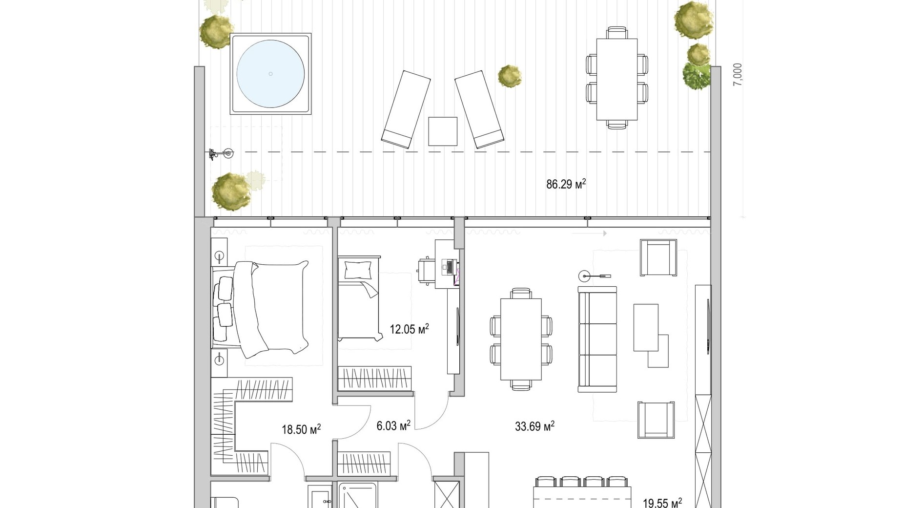 Планування 2-кімнатної квартири в ЖК Lion Hills 137.9 м², фото 324466