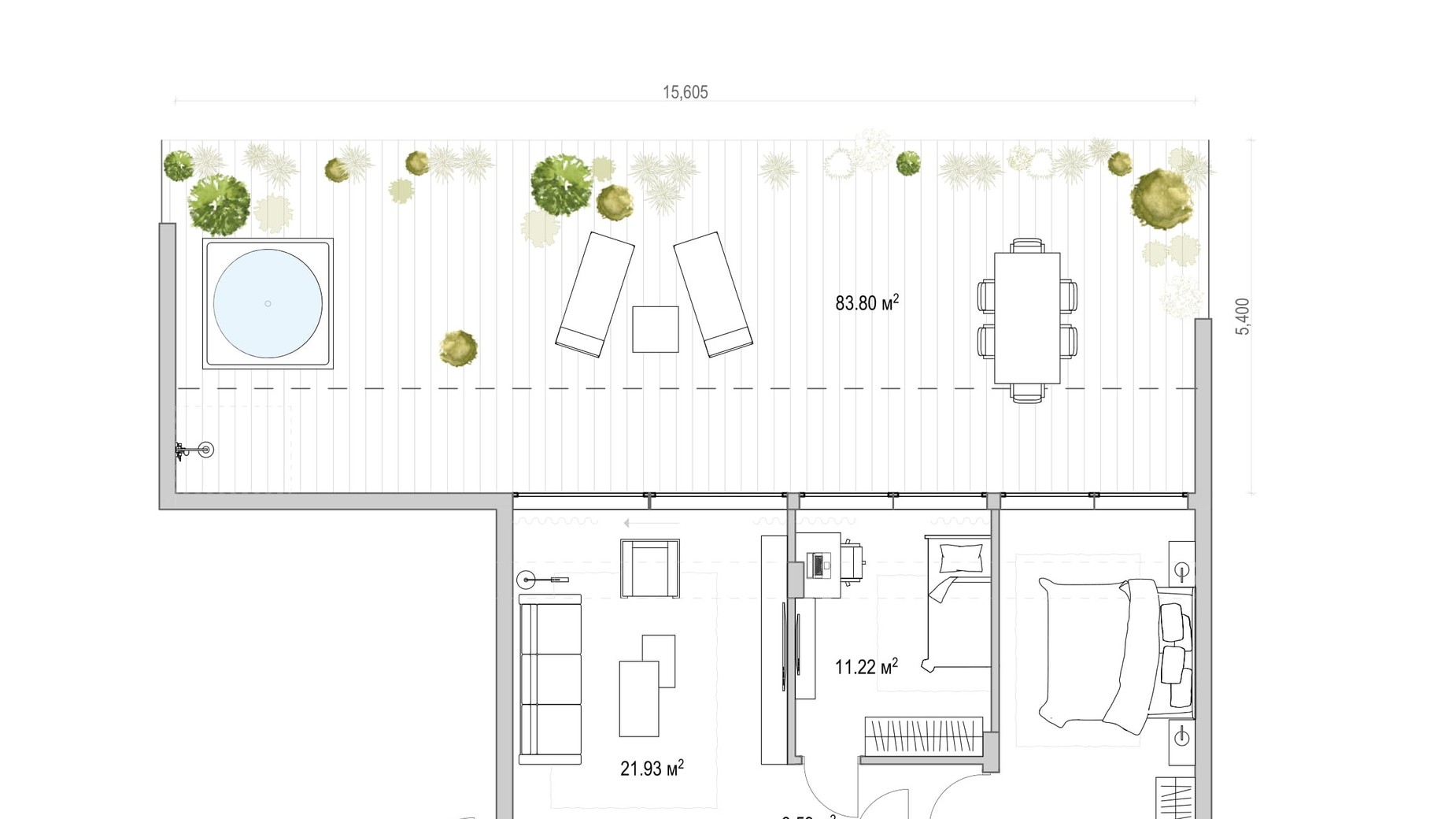 Планировка 2-комнатной квартиры в ЖК Lion Hills 121.64 м², фото 324467